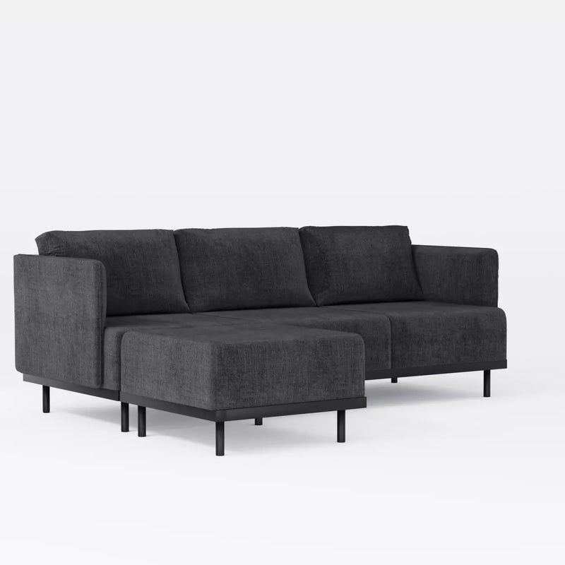 Matte Soffa Mörkgrå linne, Hörnsoffa